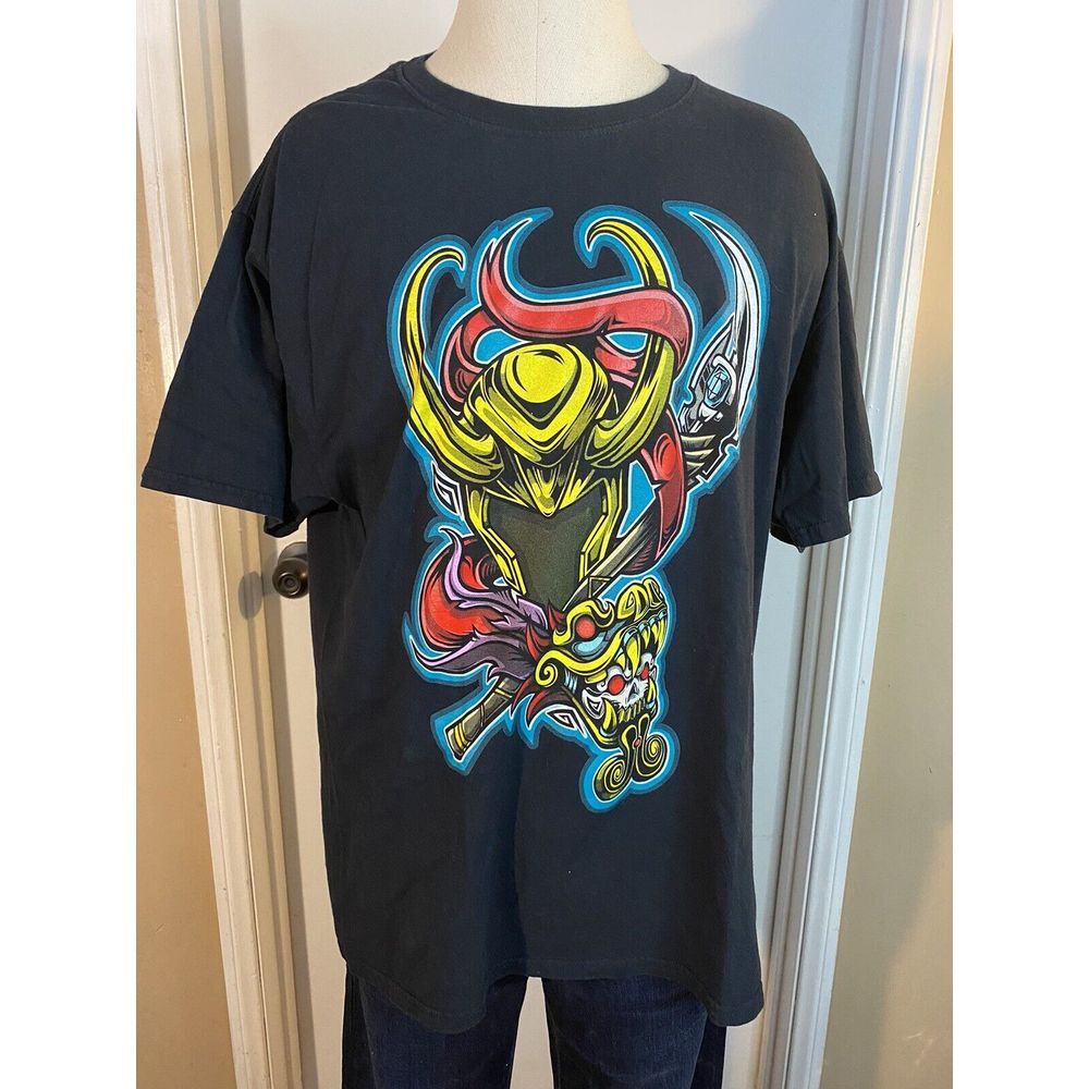 Marvel Men Graphic Print Deadpool X Loki Black T shirt Size L Large Short Sleeve